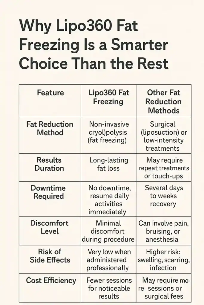Is it possible to permanently freeze fat cells? 2 Table showing benefits of fat freezing to remove fat cells Bellshill from Lipo 360