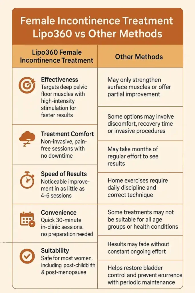 Comprehensive Guide To Female Incontinence Treatment Options 1 Table showing benefits of incontinence treatment Bellshill