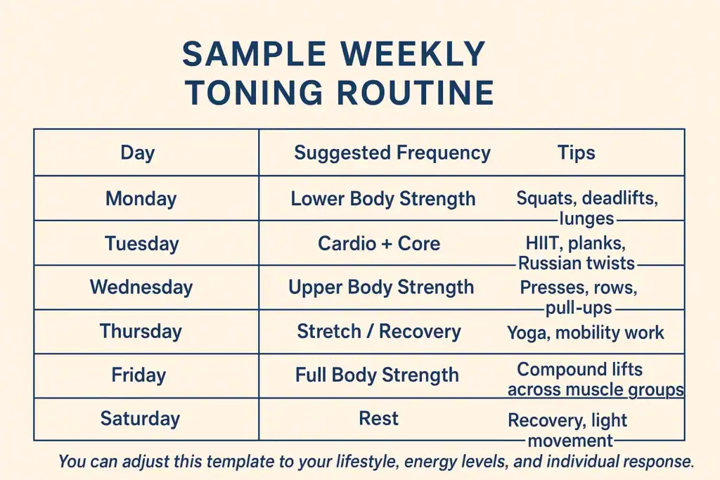 Achieving the Perfect Tone: How Often Should You Exercise for Results? 4 Weekly exercise Bellshill plan graphic