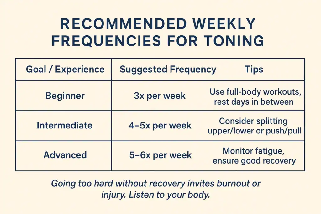 Achieving the Perfect Tone: How Often Should You Exercise for Results? 2 Graphic to show how often you should do exercise to help with toning Bellshill