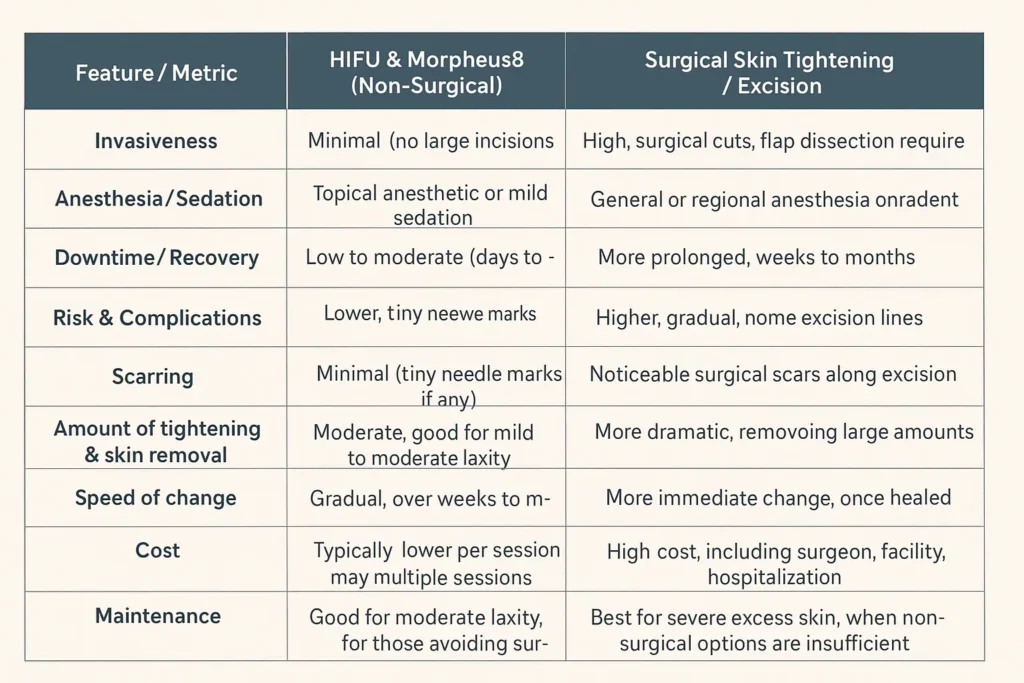 The Science of Skin Tightening 2 Table of skin tightening Bellshill benefits compared to surgical options